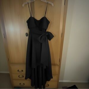Adrianna Papell- Black High-Low Bow Strapless Evening Dress - Size 8.